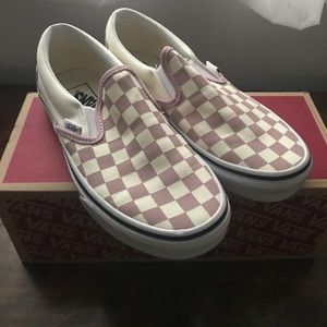 Vans classic slip on zephyr pink checkered size 7